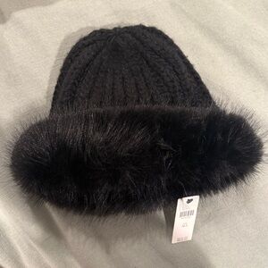 Anthropologie black beanie cap hat NWT